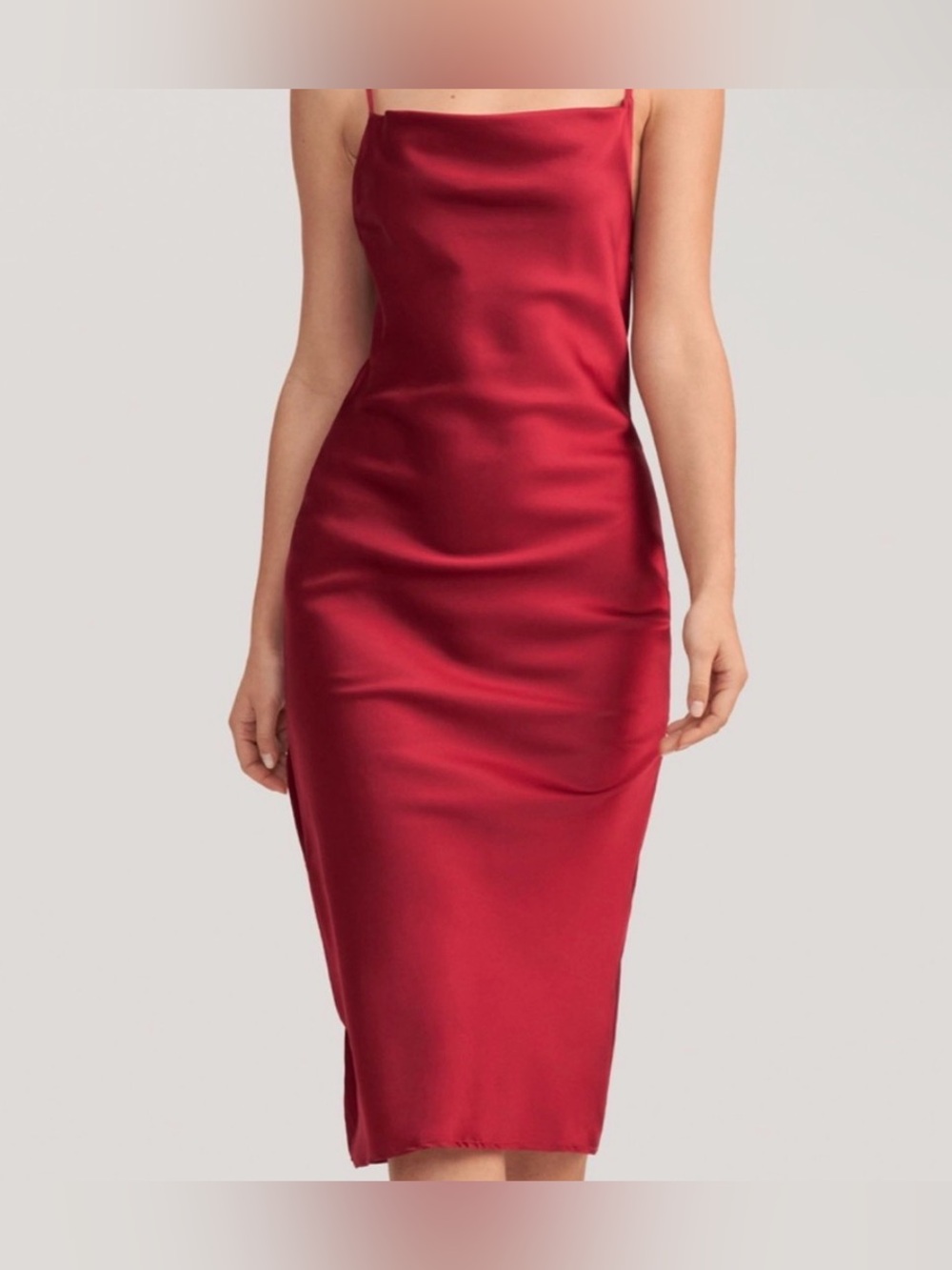 $13Gift💕NWT LILYSILK wine Red drape neck Slip Midi Dress